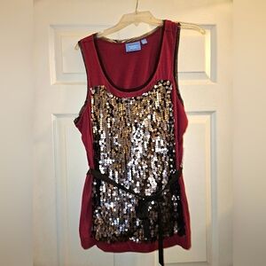Simply Vera By Vera Wang PXL Sequin Embelished Tank With Tie A Waist
